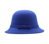 Chapeau cloche unisexe pour femme des années 1920 en fausse laine écrasable chapeau melon vintage chapeau rond grand et grand chapeau, bleu, Taille unique