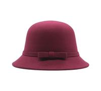 Chapeau cloche unisexe pour femme des années 1920 en fausse laine écrasable chapeau melon vintage chapeau rond grand et grand chapeau, bordeaux, Taille unique