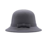 Chapeau cloche unisexe pour femme des années 1920 en fausse laine écrasable chapeau melon vintage chapeau rond grand et grand chapeau, gris, Taille unique