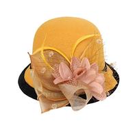 Chapeau cloche vintage années 1920 pour femme, chapeau Fedora en laine, chapeau d'église pour l'automne et l'hiver, jaune, taille unique