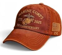 Chapeau commémoratif du 250e anniversaire de la Marine Corps, chapeau rétro délavé pour homme, taille réglable, unisexe, F, Taille unique