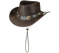 Chapeau Concho en Cuir Scippis chapeau de cowboy chapeau de rodeo (L/58-59 - marron)