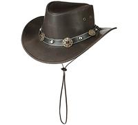 Chapeau Concho en Cuir Scippis chapeau de cowboy chapeau de rodeo (XL/60-61 - marron)