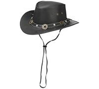 Chapeau Concho en Cuir Scippis chapeau de cowboy chapeau de rodeo (XL/60-61 - noir)