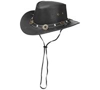Chapeau Concho en Cuir Scippis chapeau de cowboy chapeau de rodeo (L/58-59 - noir)