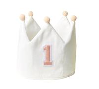 Chapeau couronné fait à la main pour bébé fille de 0 à 1 an en coton doux souvenir de célébration bandeau à thème accessoire bébé anniversaire couvre-chef