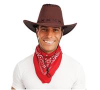 Chapeau cow boy imitation nubuck marron fonce