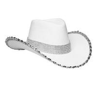 chapeau cowboy blanc strass sequins argent femme - boland 01437 Blanc G