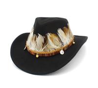 Chapeau Cowboy Cowboy Hat Men's and Women's Knight Curled Feather Accessories Jazz Sunset Travel Beach(Color-01)