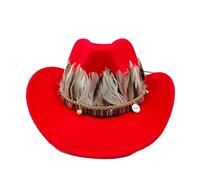 Chapeau Cowboy Cowboy Hat Men's and Women's Knight Curled Feather Accessories Jazz Sunset Travel Beach(Color-13)