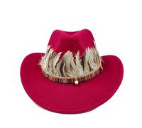 Chapeau Cowboy Cowboy Hat Men's and Women's Knight Curled Feather Accessories Jazz Sunset Travel Beach(Color-15)