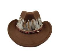 Chapeau Cowboy Cowboy Hat Men's and Women's Knight Curled Feather Accessories Jazz Sunset Travel Beach(Color-22)