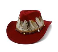 Chapeau Cowboy Cowboy Hat Men's and Women's Knight Curled Feather Accessories Jazz Sunset Travel Beach(Color-03)