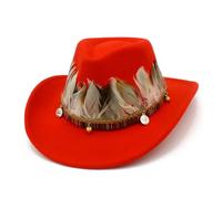 Chapeau Cowboy Cowboy Hat Men's and Women's Knight Curled Feather Accessories Jazz Sunset Travel Beach(Color-02)