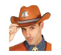 CHAPEAU COWBOY ÉTOILE SHÉRIF MARRON ADULTE