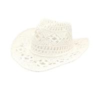 Chapeau Cowboy Femme Chapeau Canotier Homme Chapeau Femme Ceremonie Casquette Homme Grande Taille évider Bucket Chapeau Paille Femme Chapeaux De RandonnéE Femme (White, One Size)