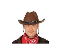 chapeau cowboy feutre marron bandeau noir adulte - guirca 13021
