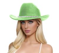 Chapeau Cowboy Haut-de-Forme, Laine, Trois Strass, Unisexe, Look Western Chic