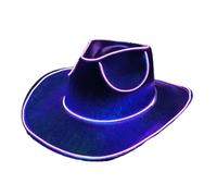 Chapeau Cowboy LED | Accessoire Fête (Matériau EVA, 37x33x13cm) | 3 Modes Clignotants, Alimentation 2xAA, Parfait Concerts/Déguisements