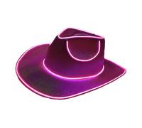 Chapeau Cowboy LED | Accessoire Fête (Matériau EVA, 37x33x13cm) | 3 Modes Clignotants, Alimentation 2xAA, Parfait Concerts/Déguisements