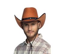 Chapeau Cowboy Marron à Bordures Noires Adulte - Marron - Taille Unique