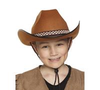 Boland 54370 - Chapeau de Cowboy Junior pour Enfant, Marron, Bordure, Taille Unique, Carnaval, Halloween, fête à thème, Costume, théâtre, déguisement, Accessoire