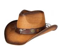 Chapeau Cowboy Marron Tete De Taureau Argent Country Prestige Wrangler - Taille Unique - Marron