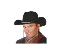 Chapeau Cowboy Noir Feutrine - FIESTAS GUIRCA, S.L. - TU - Adulte - Accessoire pour Carnaval et Soirées Country
