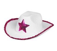Boland Chapeau de cowboy Rodeo Star 54376 à paillettes Rose/blanc Taille unique