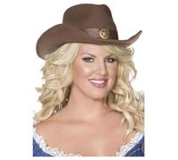 Chapeau Cowgirl Deluxe Marron Rodeo Wild West Pour Femmes Chapeau De Fête
