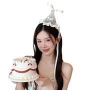 Chapeau d ' anniversaire élégant, épingle à cheveux, accessoire pour cheveux avec fleur brodée et en dentelle pour fête d ' anniversaire et événement spécial, pince à cheveux tendance pour fête