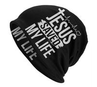 Chapeau d’Hiver Unisexe Personnalisé Jesus Saved My Life Skullies Tuques Casquettes Bonnets Hiver Bonnet Hiver Tricote Chaud Adulte Unisex Christ Religion Christian Foi Chrétienne Bonnet Cadeaux