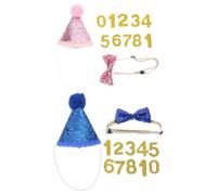 Chapeau d'anniversaire, Cône Festif avec Nœud et Pompon | Polyester et Plastique, Décor à Chiffres Inclus, Style Mix-and-match, pour Photo Booth, Fêtes et Lapins