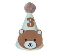 Chapeau D'anniversaire Doux Non Tissé Pour Cartoon Bear Festival Party Heads With Age Number For PhotoShoots Props First Birthday Decorations