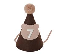 Chapeau D'anniversaire Doux Non Tissé Pour Cartoon Bear Festival Party Heads With Age Number For PhotoShoots Props First Birthday Decorations