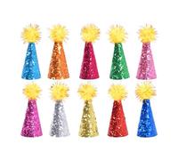 Chapeau d'anniversaire pour Animaux de Compagnie Chien Chat Chapeau Costume de Fête Mini Chapeaux d'anniversaire, colorés et Scintillants, Paillettes adaptés aux Petits Animaux, aux (White, 2x2x6cm)