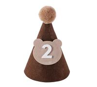 Chapeau d'anniversaire pour bébé - Ours café - Chapeau joyeux anniversaire - 1er 2ème 3ème ans - 100 jours - Décorations de fête prénatale - Sans danger pour bébé