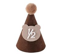 Chapeau d'anniversaire pour bébé - Ours café - Chapeau joyeux anniversaire - 1er 2ème 3ème ans - 100 jours - Décorations de fête prénatale - Sans danger pour bébé