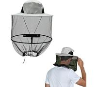 Chapeau D'apiculteur Moustiquaire de Tete Filet de Tête Anti-Moustiquaire Chapeau Ecran Insecte pour Hommes Femmes Pêche en Plein Air Camping(Gris)