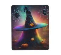Chapeau d'araignée de sorcière fantôme d'Halloween arc-en-ciel 1 tapis de souris, tapis de souris d'ordinateur, facile à déplacer, durable, portable, bureau et maison, plusieurs tailles