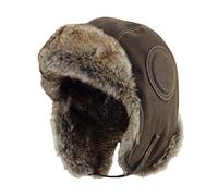 Chapeau d'aviateur en fausse fourrure style oushanka - Marron - XL