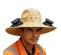 Chapeau de à énergie solaire - Rechargeable par USB - Chapeau de safari hybride rechargeable à large bord, protection UV, ventilateur étanche pour la pêche, la randonnée et la tonte, équipement