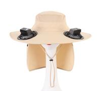 Chapeau de avec Fan Châle Fan Solaire Khaki Grand Chapeau à Bordure de pour Le d'été de Pêche en Plein Air, Accessoires de Secours, Accessoires