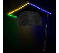 Chapeau De Bachelor Pour Cérémonie De Remise De Diplôme | Casquette Adulte LED avec Sublimation - Coiffure Avec Pompon, Accessoires Déguisement Université, Décoration Fête Étudiante et Événement