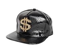 Chapeau de baseball avec signe du dollar 4 couleurs, chapeau en cuir synthétique doré, casquette dorée pour adulte avec signes de dollars, chapeaux de rappeur hip-hop pour tête des années 80 et 90