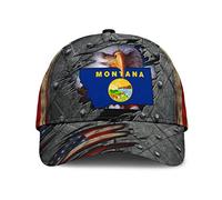 Chapeau De Baseball Carte du Drapeau De L'État du Montana, Drapeau Américain Patriotique, Fissure Grise Chapeau De Golf Hip Pop Classique Casquette Unisexe, pour Hommes, La Course, 57-60cm