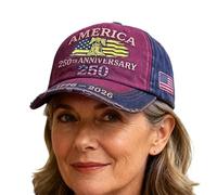 Chapeau de baseball patriotique - Casquette brodée vintage, couvre-chef d'extérieur pour hommes | Chapeau de protection solaire en coton réglable avec motif drapeau classique du 250e anniversaire pour