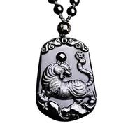 Chapeau de Beauté Noir Obsidienne Chinoise Animal Chaîne de Perles Bijoux Pendentif Accessoire à Poignet Taille Facultative