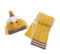 Chapeau De Bébé En Deux Pièces, Écharpe Pour Bébé De 6 À 30 Mois, Chaud, Tricoté, Mignon, Chapeau D'Extérieur Pour Enfants Avec Le Sourire