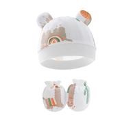 Chapeau De Bébé Et Mitaines Respirant Doux Pour Nouveau-nés Coton Coton Confortable Caps Fœtaux Protections Douces Pour 0 À 6 Mois